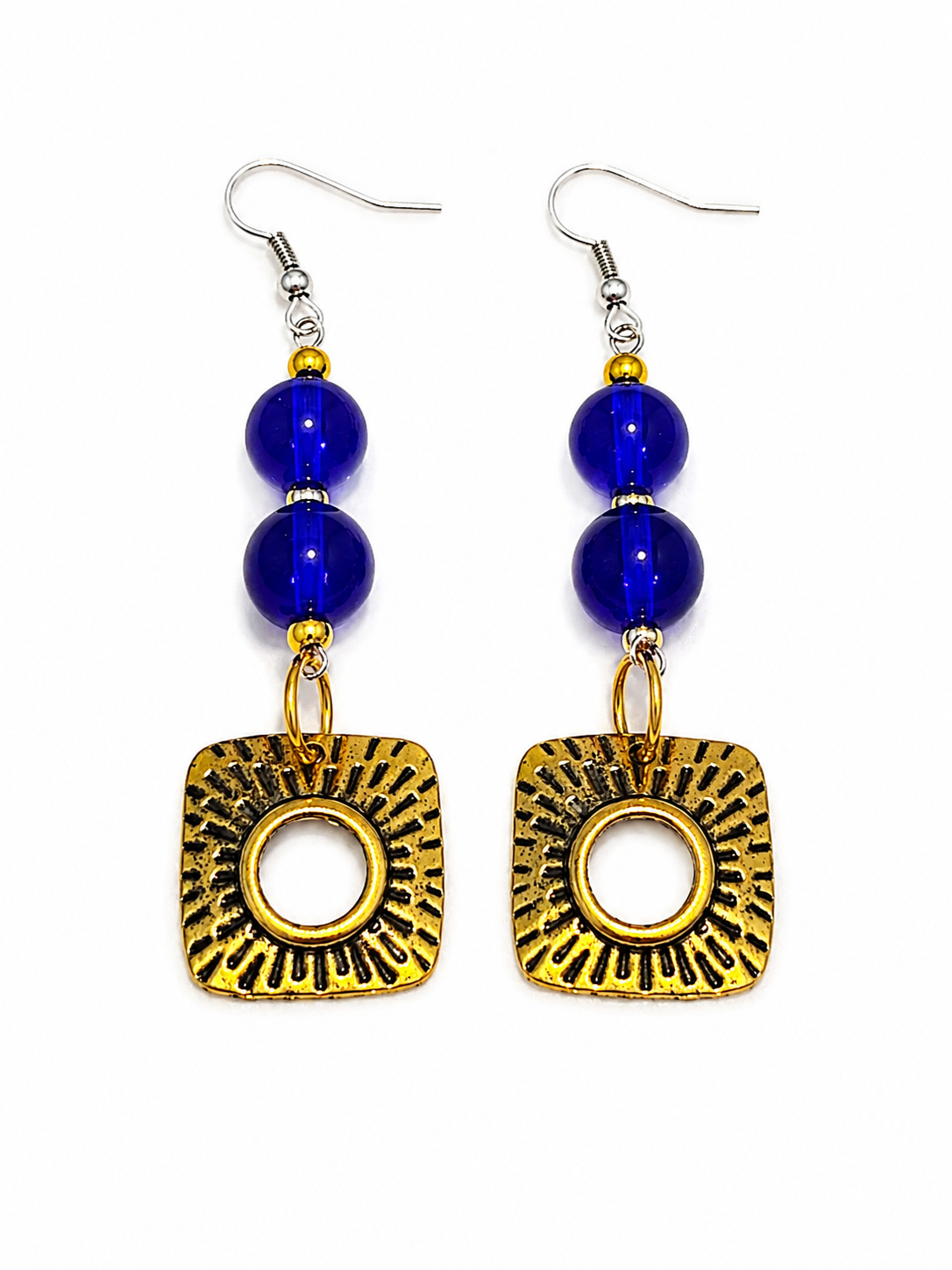 RoyalAzureRadianceGoldDropEarrings