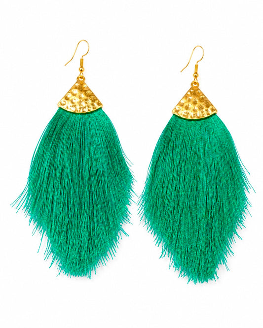 PalmParadiseGreenTasselEarrings