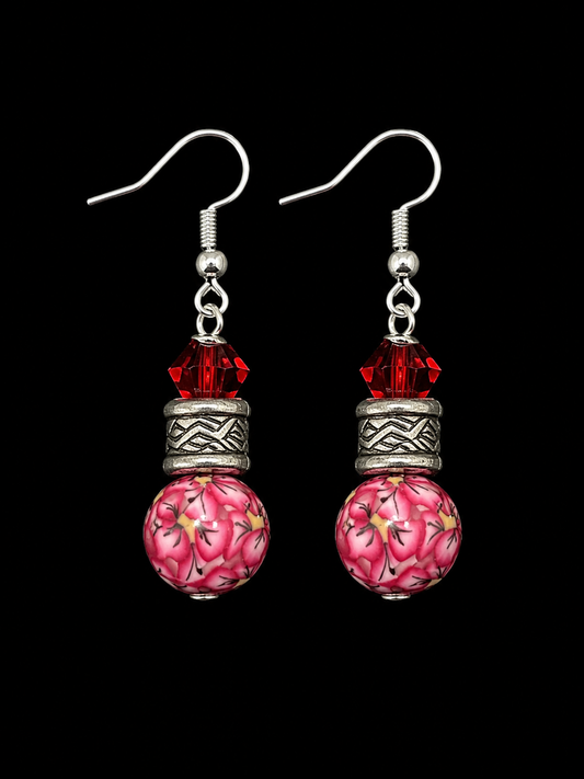 RubyPassionRedCrystalArtisanEarrings