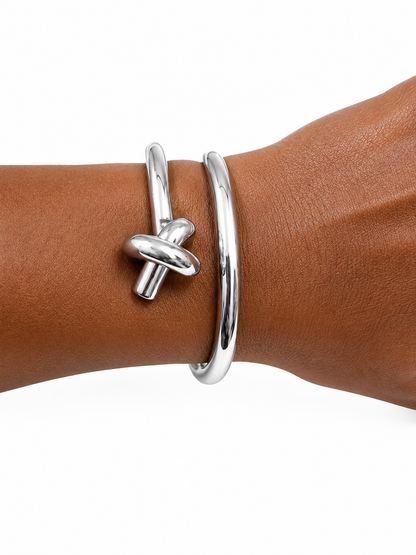 SilverKnotCuffBraceletHingedBracelet