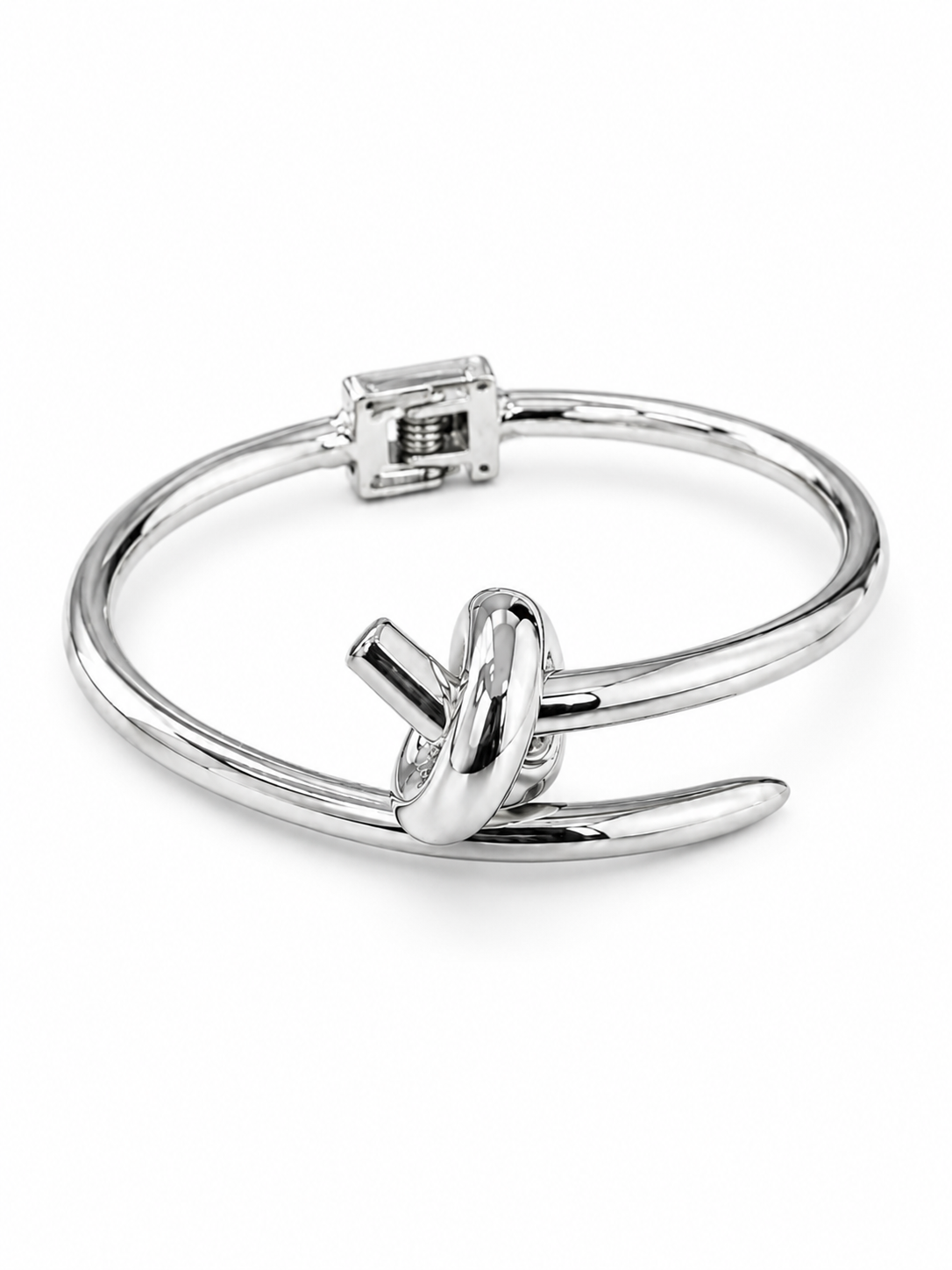 SilverKnotCuffBraceletHingedBracelet