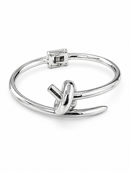 SilverKnotCuffBraceletHingedBracelet