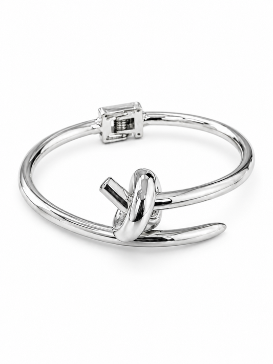 SilverKnotCuffBraceletHingedBracelet