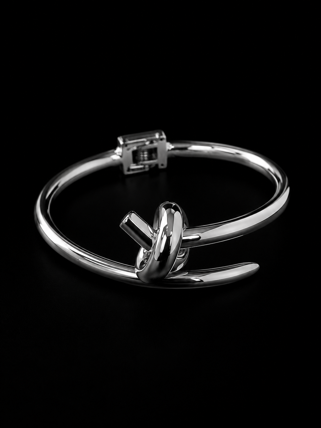 SilverKnotCuffBraceletHingedBracelet