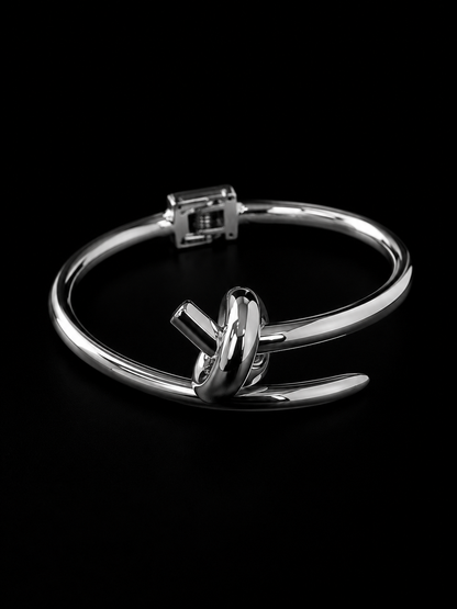 SilverKnotCuffBraceletHingedBracelet